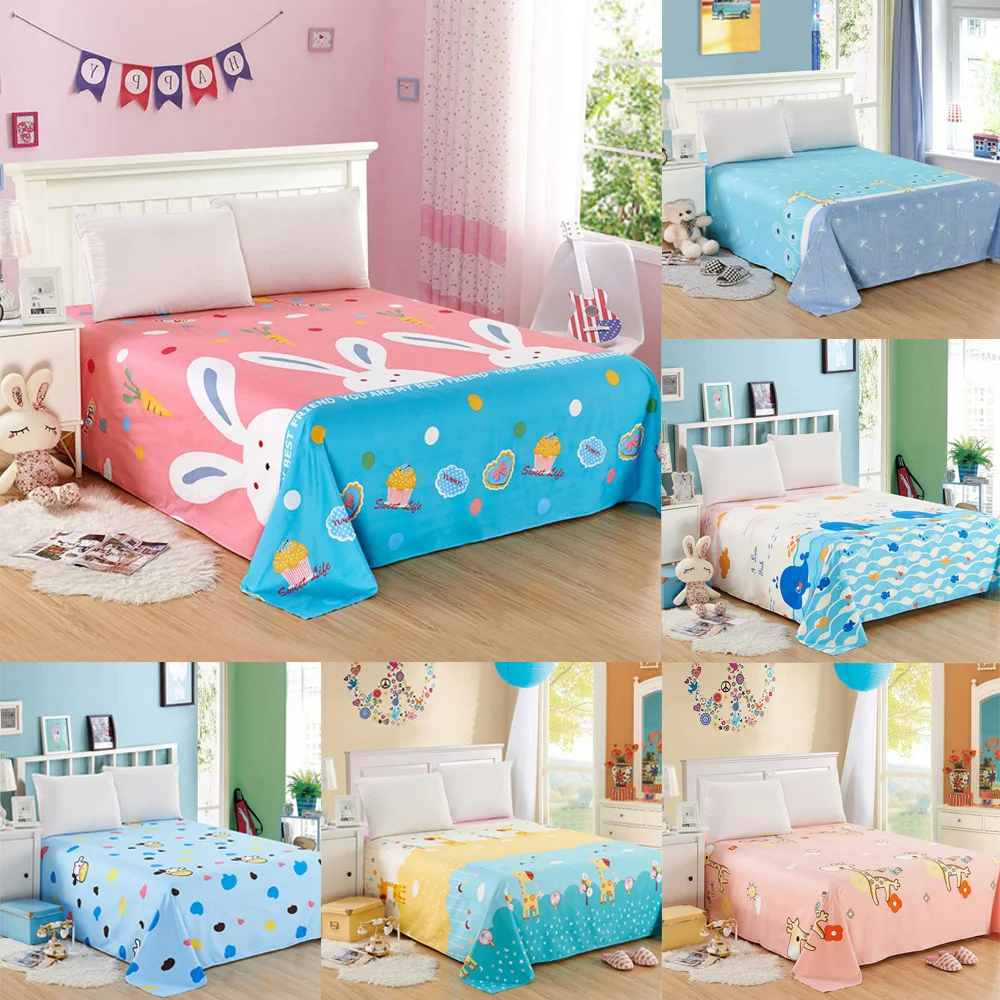 160 230cm Polyester Cotton Cartoon Sheet Mattress Cover Bedding Linens Bed Sheets Bed Sheet For Home