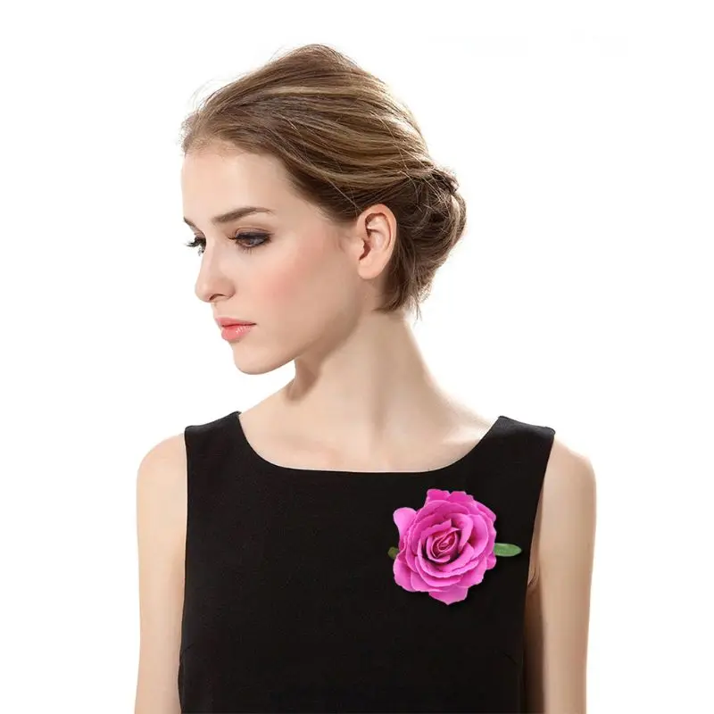 Женская бархатная тканевая заколка для волос Роза имитация искусственного цветка корсаж брошь Праздничная свадебная брошь фламенко танцор аксессуары для волос