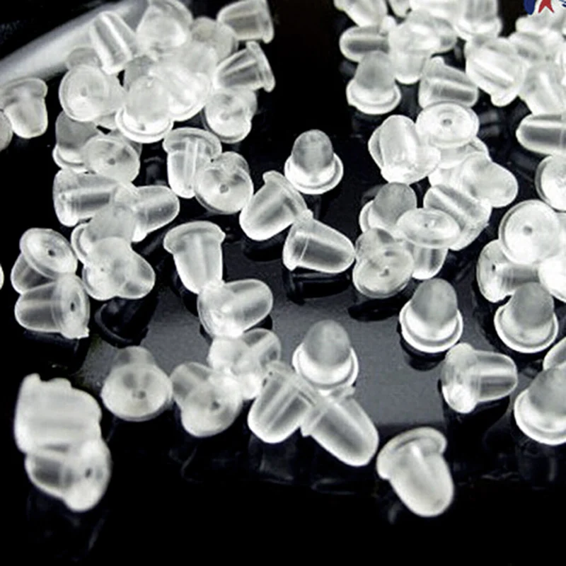 

100pcs/lot Fashion Rubber Earring Soft Clear Stud Back Stoppers Plug Useful