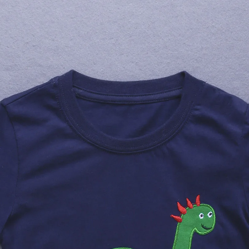 Г. Детская футболка с животными топы для детей, одежда для маленьких мальчиков хлопковые футболки летняя одежда полосатая футболка с рисунком динозавра, машины, лодки