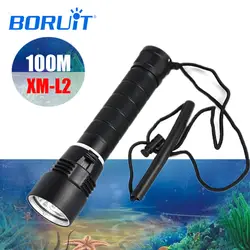 BORUIT M23 100 м XM-L2 светодиодный Дайвинг фонарик Водонепроницаемый факел Подводные лампы Фонари подводная лодка Свет для принадлежности для