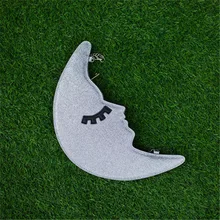 Fashion Style New Design Women Funny Bag Moon Pu Clutch Bag Cute Girl Handbag Sweet Chian Crossbody Bag Women Shoulder Bag
