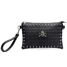 JIEROTYX сумки через плечо в стиле панк, женская сексуальная Сумка-клатч с тисненым черепом, черная кожаная сумка в готическом стиле с заклепками и флагом, женские сумки дешевле