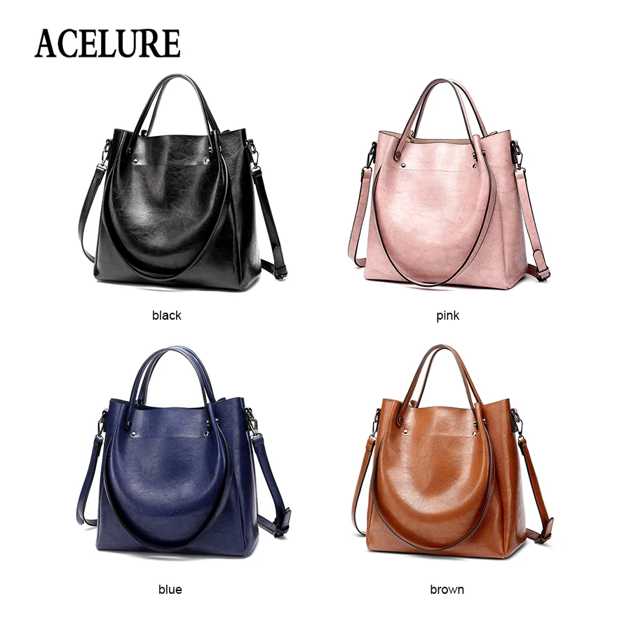 ACELURE النساء الصبح جلدية اليد الأزياء و أسلوب بسيط واحد الكتف دلو سعة كبيرة Crossbody حقيبة كل مباراة