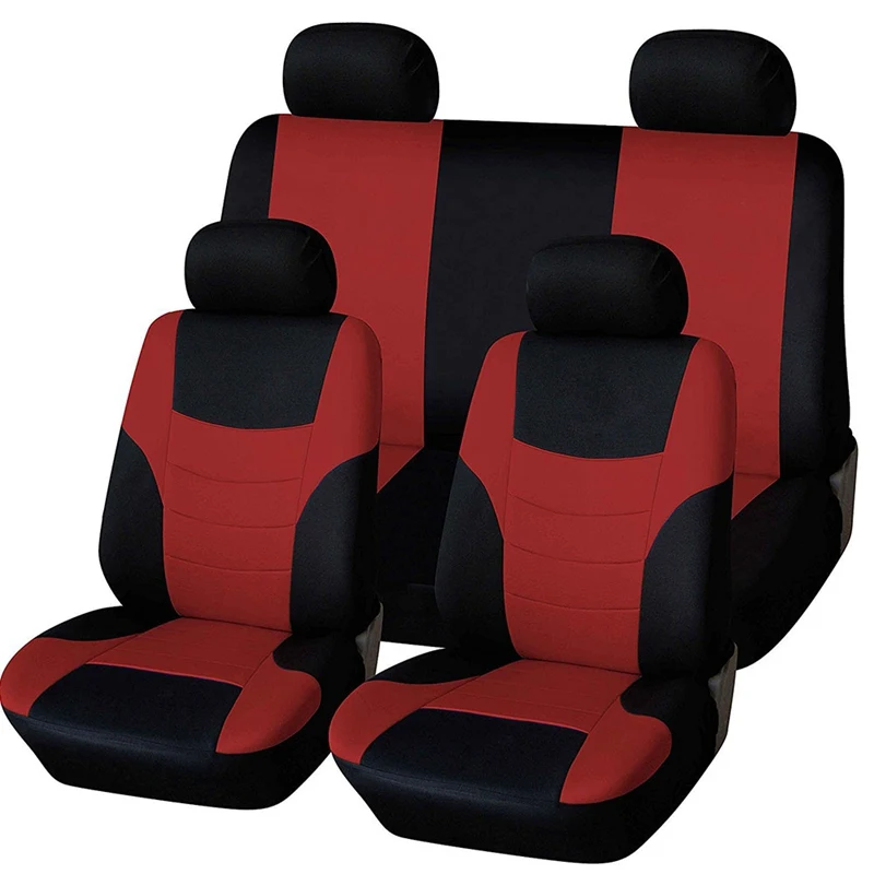 6 цветов, чехлы для автомобильных сидений, набор из полиэфирной ткани, универсальные, подходят для большинства автомобилей, чехлы для передних и задних сидений автомобиля - Название цвета: RD-1