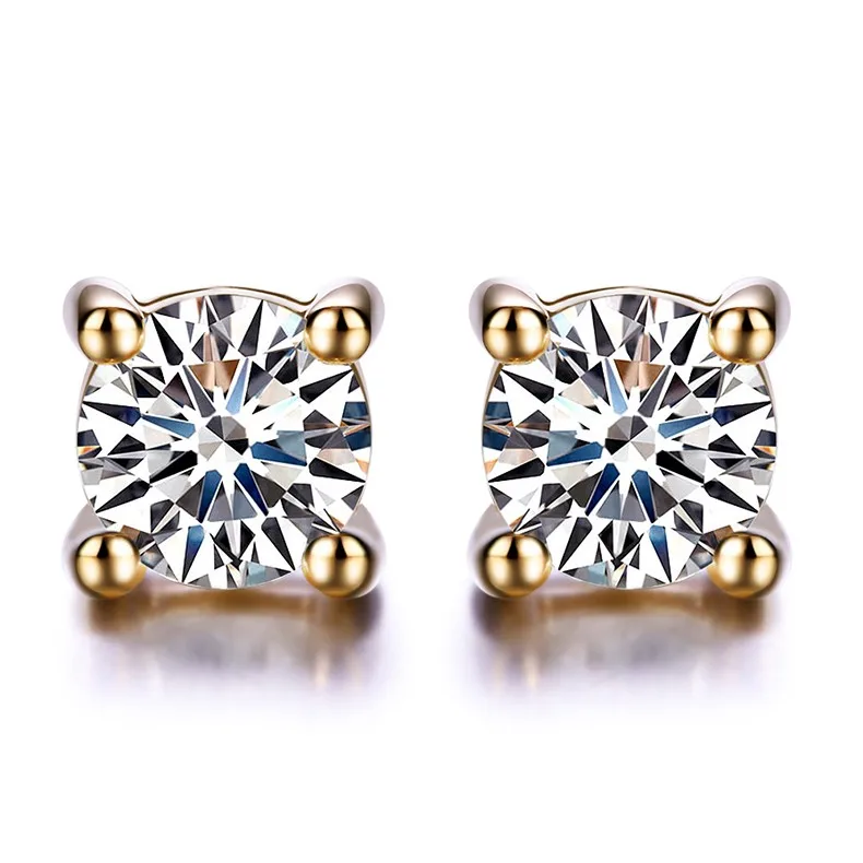 

ZOCAI earrings Genuine Diamond 0.18 CT Certified Diamond Stud Earrings Real 18K White / Rose / Yellow Gold Earrings E00008
