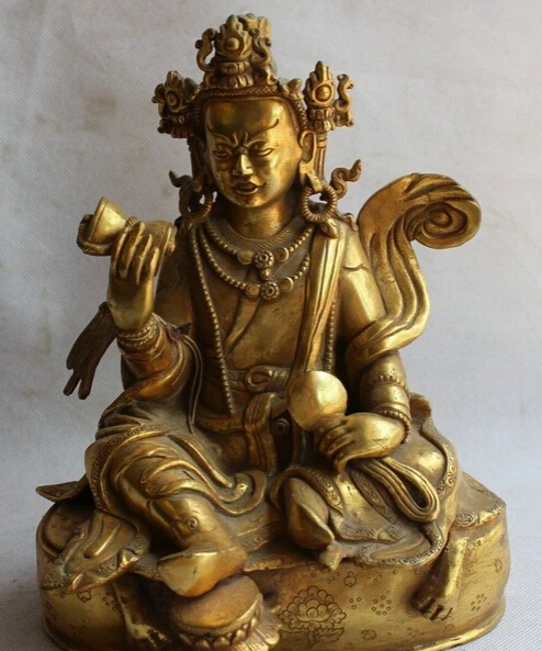 

dr524 8" Tibet Buddhism 24K Gold Gilt Bronze Yellow Jambhala Buddha Wealth God Statue