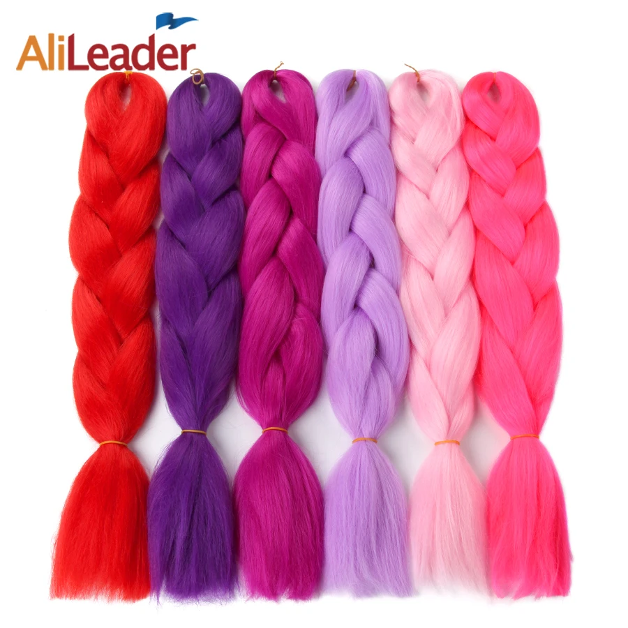 

AliLeader One Two Three Tone Ombre Jumbo Braid Braiding Hair Pink Red Blue Green Purple Grey Synthetic Hair For Braid
