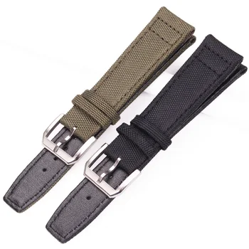

Nylon + Genuine Leather Watchbands Belt Black Green Watc Band Strap With Steel Buckle For Iwc 20mm 21mm 22mm