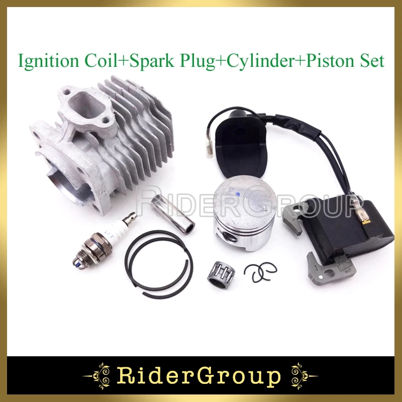 Mini ATV 44mm Cylinder Head +3 Electrode L7T Spark Plug + Ignition Coil