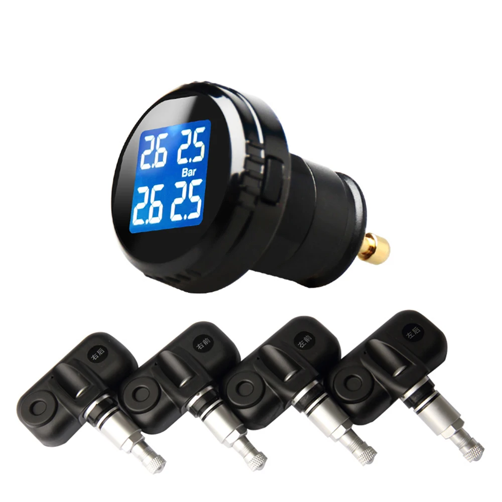 Universal Car TPMS 4 Internal Sensors Tyre Pressure Monitoring System Tire Pressure Monitor Cigarette Lighter Adapter