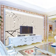 Пользовательские 3D печать DIY ткань и текстильные обои для стен ткань ТВ задний план матовый шелк для гостиной цветы сливы