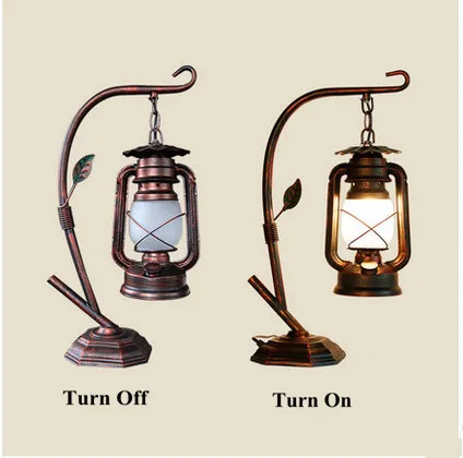Southeast Asia retro frosted glass Table Lamps American classic antique E27 LED iron lamp for bedside&foyer&bar&cafe LDK030