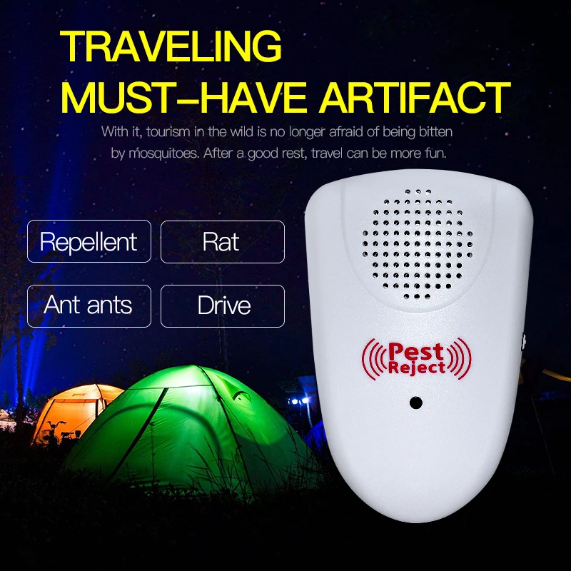 

Rechargeable outdoor Ultrasonic Plug in Pest Control, Electric Mouse Repellent Mosquito, Mice, Rat, Roach, Spider Flea, Ant, Fly
