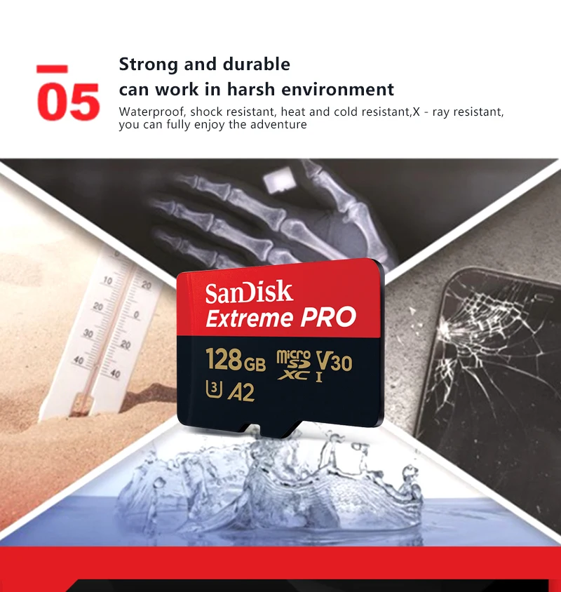 SanDisk Extreme Pro Micro SD карта 64 Гб 128 ГБ 256 ГБ U3 V30 A2 Memor карта SDXC флеш-карта TF карта для камеры видео