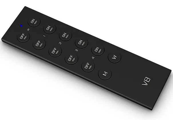 

V8;RF 2.4Ghz,4-zone Remote Control;for RGBW Remote Control;can work with R4-5A and R4-CC CC Zone Receiving controller