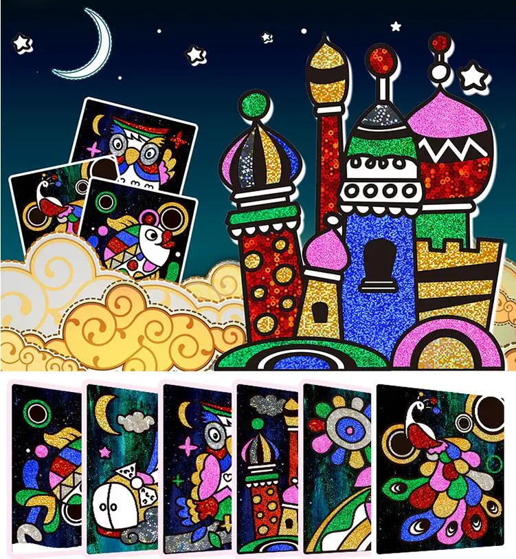 

Children's DIY Shining Magic Colorful Sticker Handmade Transfer Painting Paper/ Kids Creative Art Painting Stickers Craft Toy