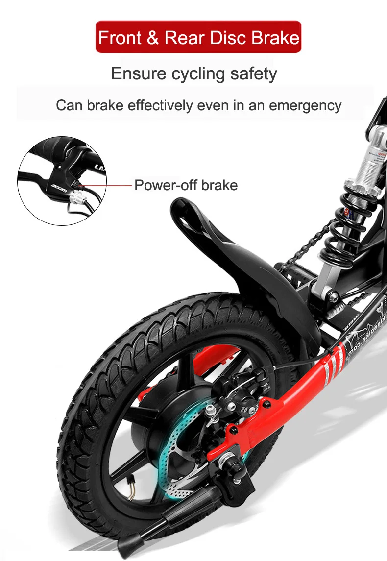 Flash Deal G100 14 Inch Folding Electric Bicycle, 400W Powerful Motor, Full Suspension, Front & Rear Disc Brake, with LCD Display 7