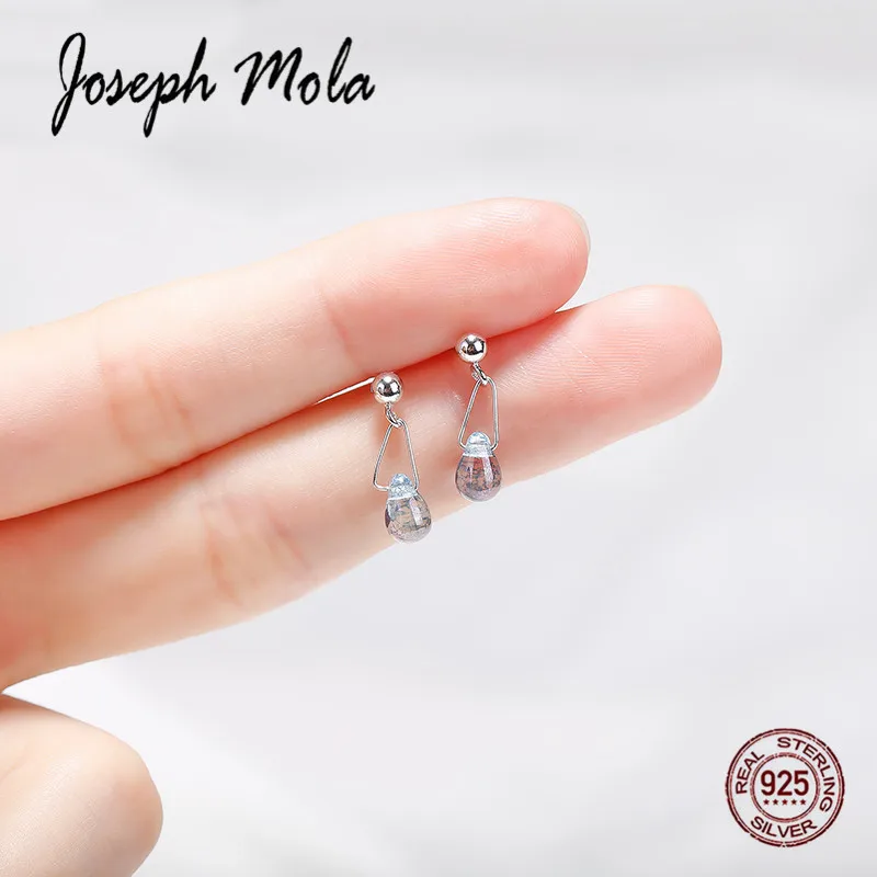 Joseph Mola 925 пробы серебряные серьги в виде капли воды форма синий кристалл гвоздики