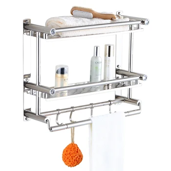 

Bathroom towel rack stainless steel bathroom hardware bathroom accessories towel rack 3 double rack free punch LO417539
