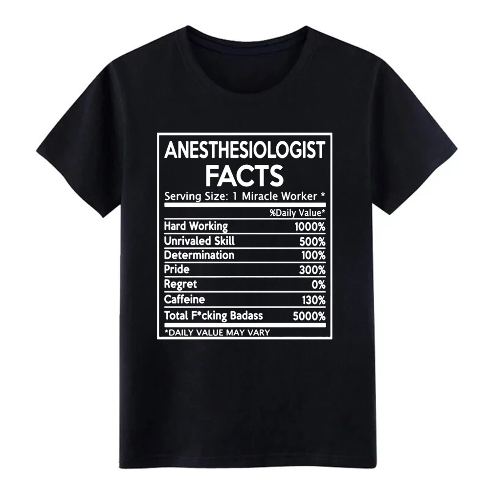 

Men's Anesthesiologist Facts Shirt t shirt Designing cotton round Neck Pattern Fit Breathable Summer Style Letters shirt