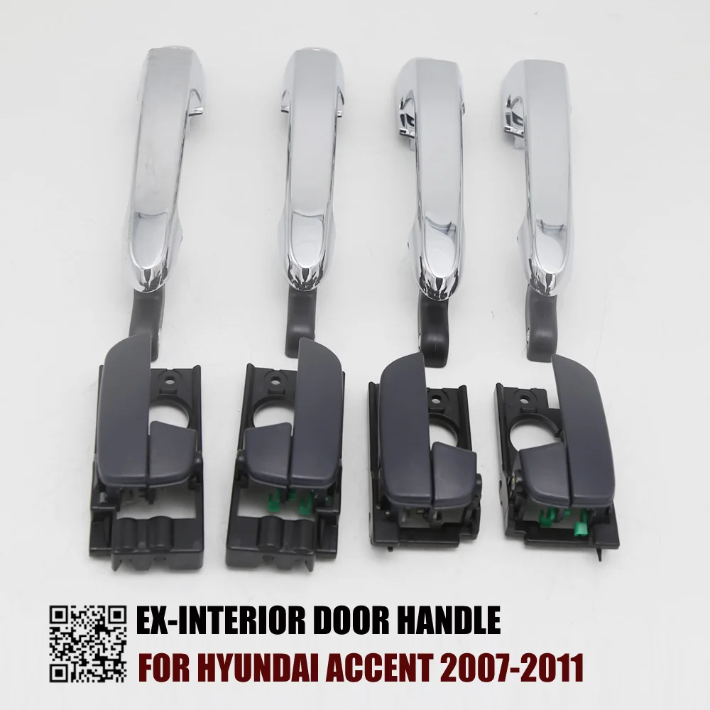 

8PCS CHROME EXTERIOR BLACK INTERIOR DOOR HANDLE FOR HYUNDAI ACCENT 2007-2011 RL:83650-1E000 RR:83660-1E000 FL:82650-1E000 FR:8
