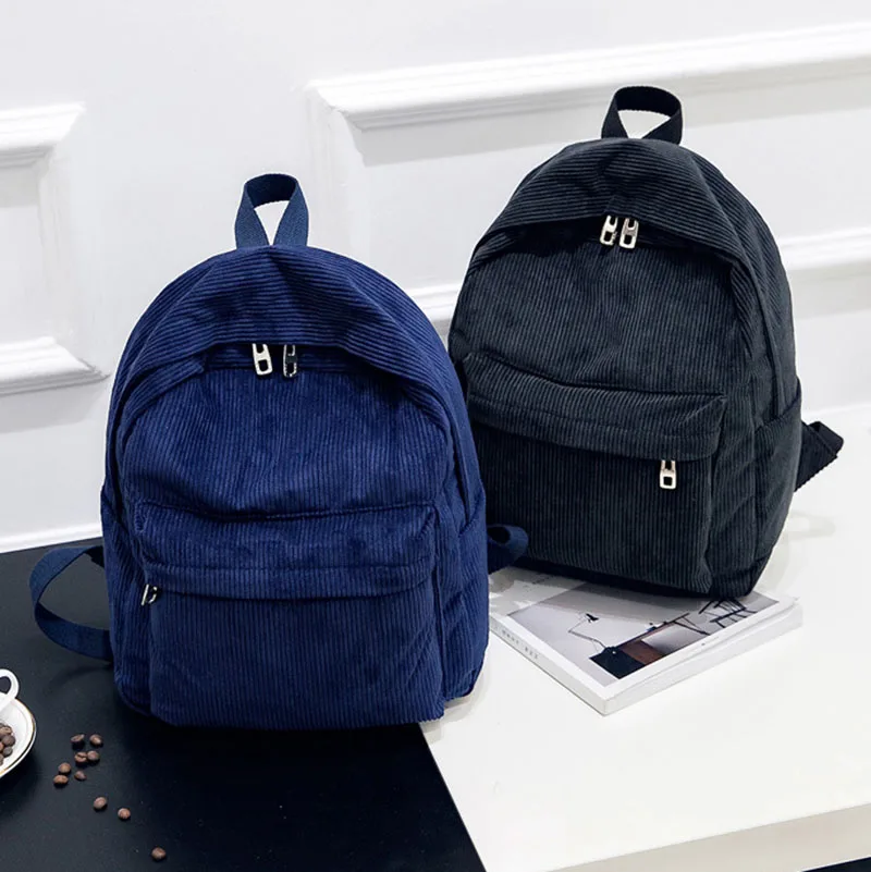

Women Corduroy School Bag Female Teenager Travel Bag Rucksack Lady Bookbag Mochila Blue Khaki Black Teen Backpacks for Girls