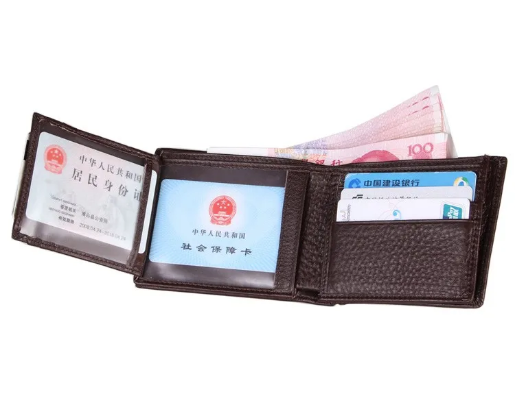 

J.M.D Genuine Leather Short Design Wallet Men's New Style Business Coffee Color Multi Card Holder Photo Holder 8055C