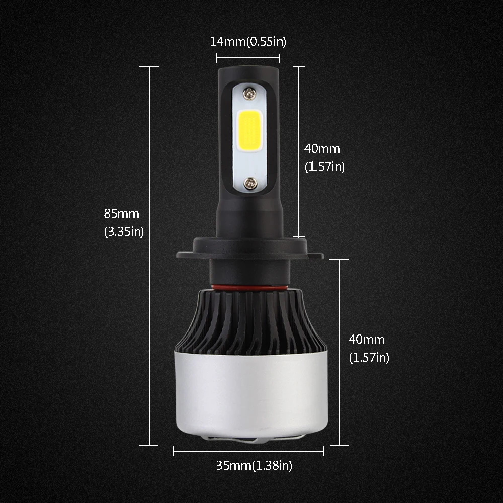 Светодиодный фонарь NOVSIGHT Play & Plug 72 Вт/комплект H7 9000LM COB противотуманные фары