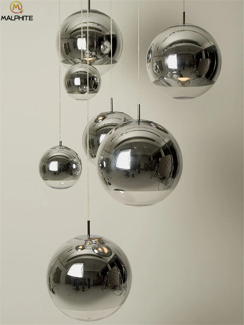Подвесной светильник в скандинавском стеклянном шаре для кухни, гостиной, спальни, современный подвесной светильник, простой светильник для бара, ресторана