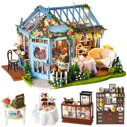 Cutebee DIY миниатюрный дом с мебели светодиодный чехол для музыки и пыли модель строительные блоки игрушки для детей Каса де бонека A68