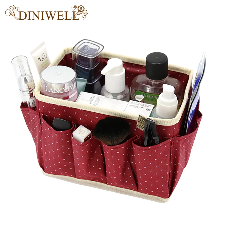 

DINIWELL Dot Desk Organizer Folding Cosmetics Makeup Stationery Home Storage Box Organizer