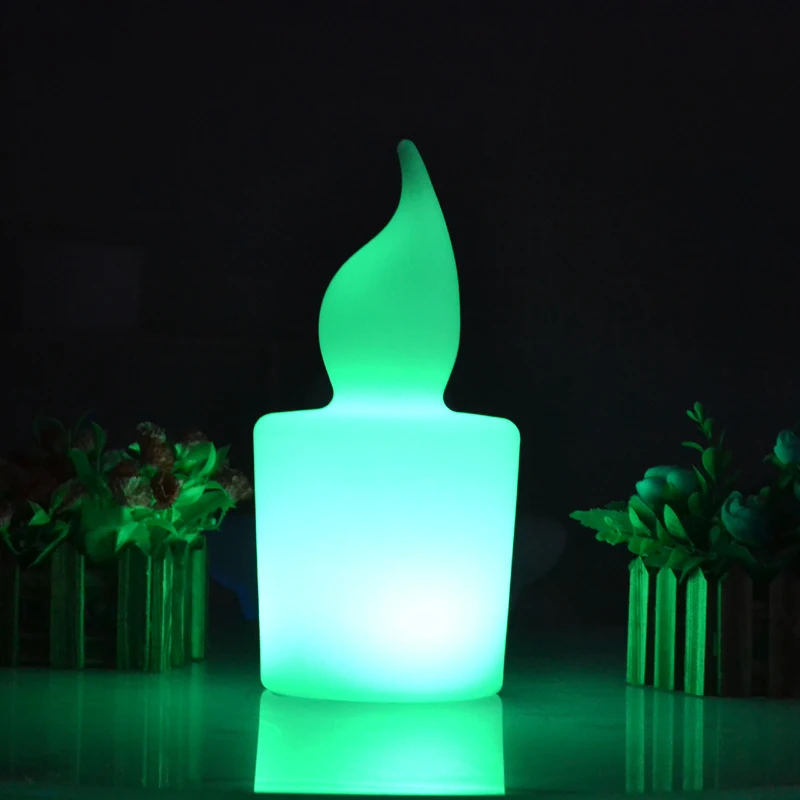 

Waterproof illuminated Big colorful LED candle light height 28cm 110/220V Rechargeable flash candle lamp with remote controller