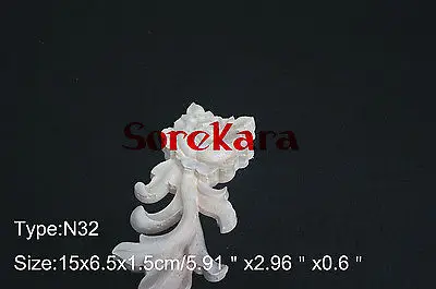 N32 15x6 5x1 5 см Дерево резной длинный Onlay аппликация цветок рамка дверь наклейка