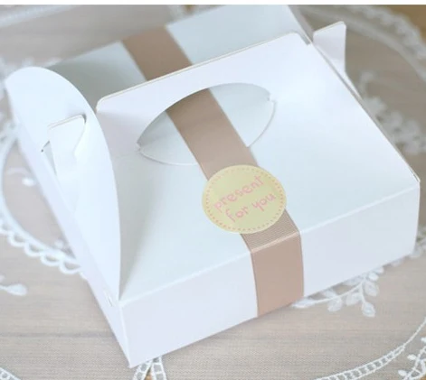 

16*16*6.5CM White Paper Cake Box With Handle Muffin Box Wedding Party Cookies Candy Gift Box 100pcs/lot Free shipping