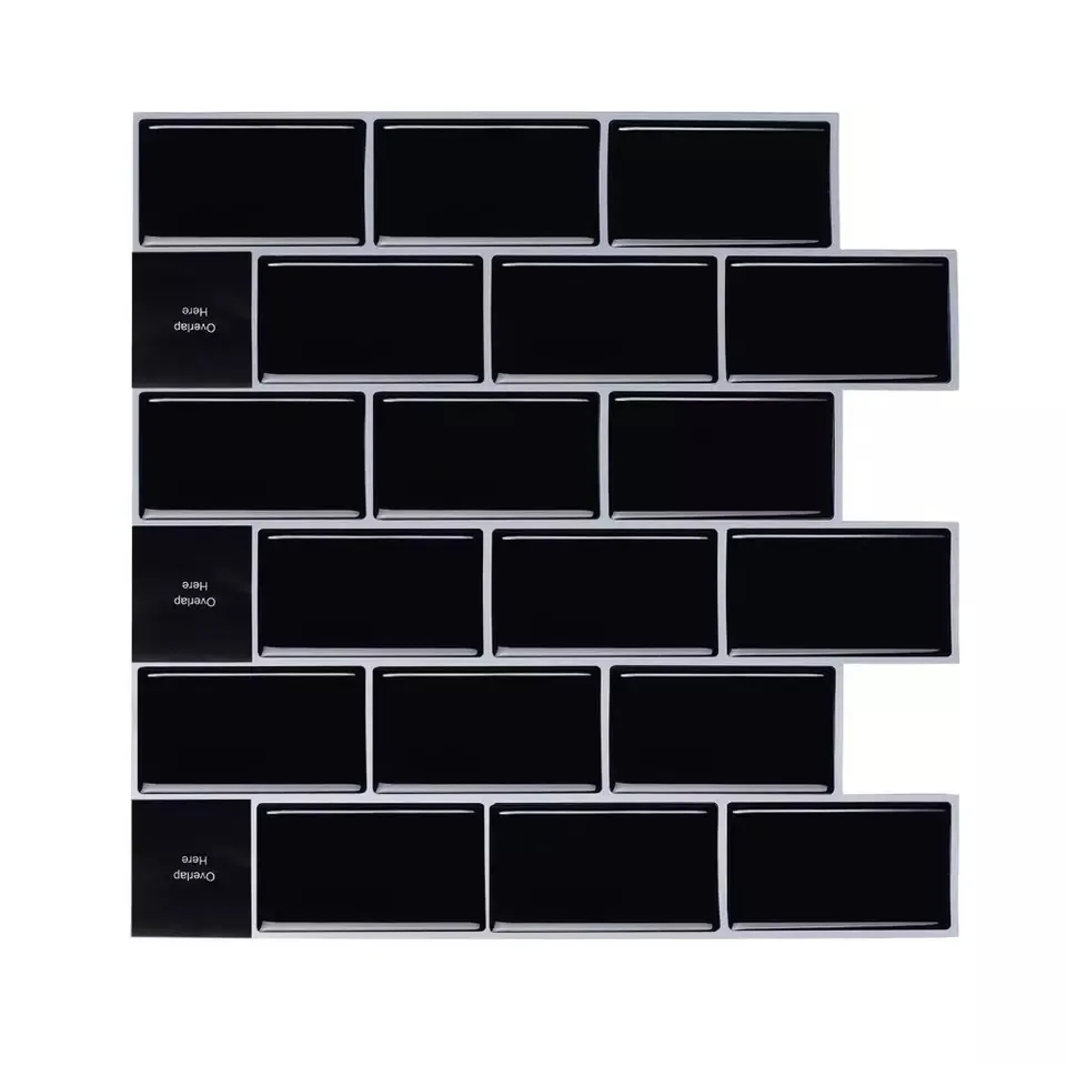 

Vividtiles large 12 * 12 Inch 3D Paper Self Adhesive removable Waterproof Shell and Black tiles- (1-sheet)