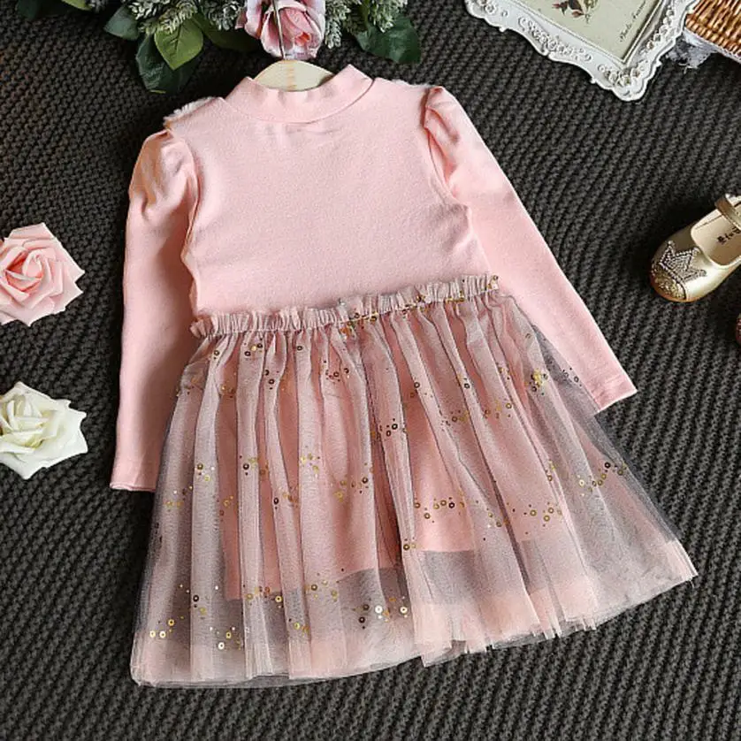 Новое поступление, детская зимняя одежда для маленьких девочек пуловеры с бантиком, лоскутное платье принцессы платье для девочек 15 августа
