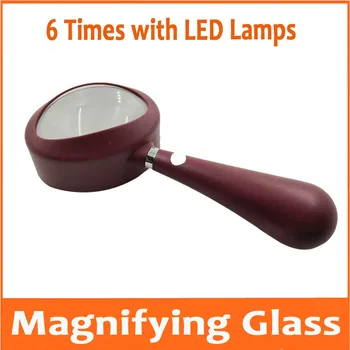 

6X Red Pocket Gift LED Children Toys Educational Magnifier 6.5 Times Handheld Reading Loupe Insects Viewer Magnifying Glass