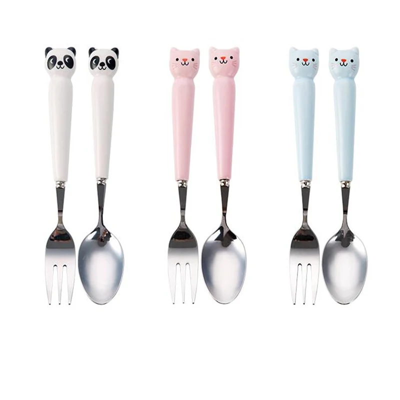 Cute Ceramic handle spoon frui fork Cutlery Coffee Honey Tea Soup Spoon