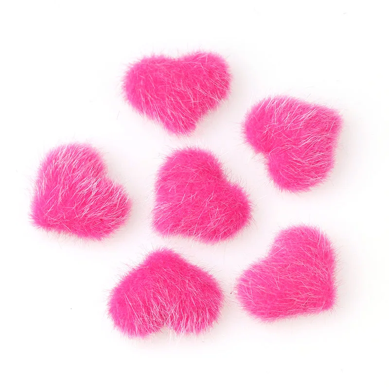 40pcs Flatback hairy Fabric Covered Heart high cabochon Buttons Home Garden Crafts Cabochon Scrapbooking DIY 20*23mm - Цвет: 6