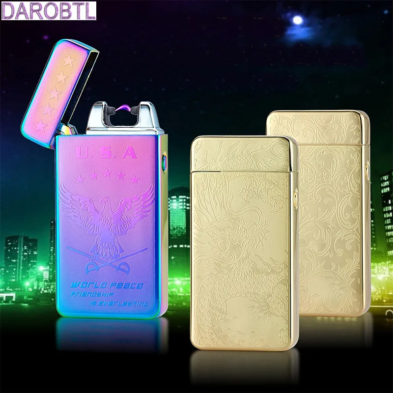 Single Arc Engraving Metal Wind proof Lighter USB Charging Pulse