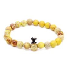 Poshfeel 8 мм бусины из натурального материала Пара Браслеты для влюбленных Cz браслет ананас его и ее браслет ручной работы MBR170462