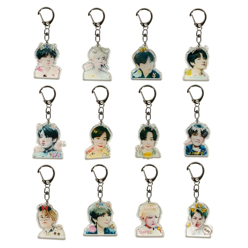 KPOP BTS Keychain Double sided Bangtan Acrylic Face