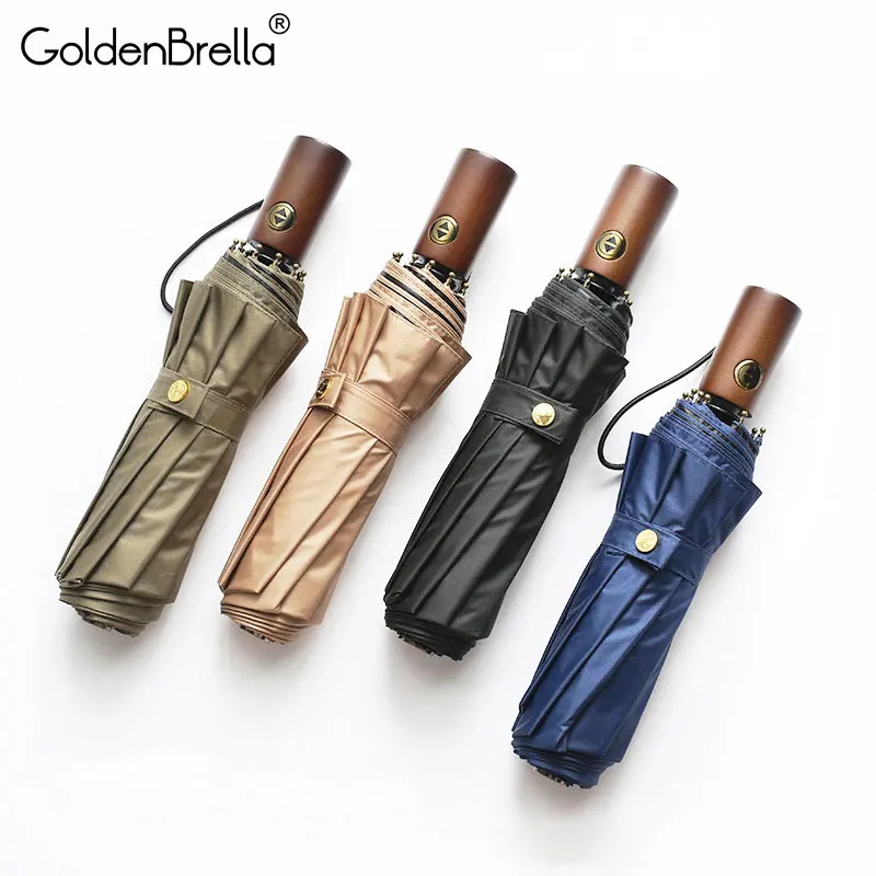 Super Strong Big Wood Hand Umbrella Business Men/Women Automatic