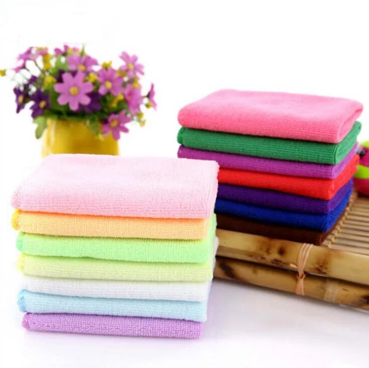 

12Pcs/Lot Microfiber Cloth 25x25cm Hand Towel Kitchen Towels For Dishes Drying Home Cleaning Use