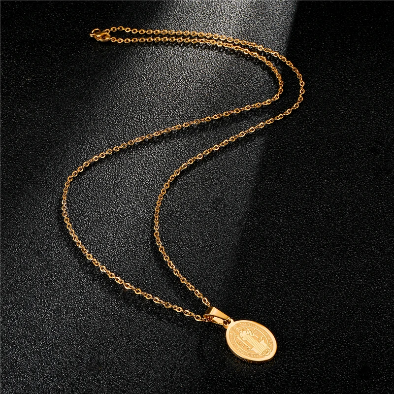 D&Z медаль Сан бенто кулон ожерелье для мужчин и женщин золотой цвет святой Бенедикт Религиозные ювелирные изделия