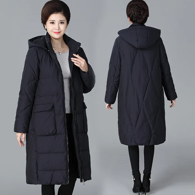 2018 Middle-aged Women Winter Jacket Loose Long Warm Female Coat Winter Thicker Plus Size 4XL Mother Women Cotton Parkas Hooded