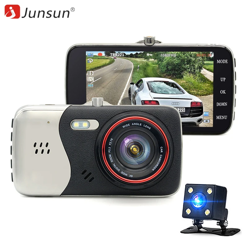 Junsun Новый двойной объектив Автомобильный видеорегистратор камеры Dash Cam Full HD 1280*720p
