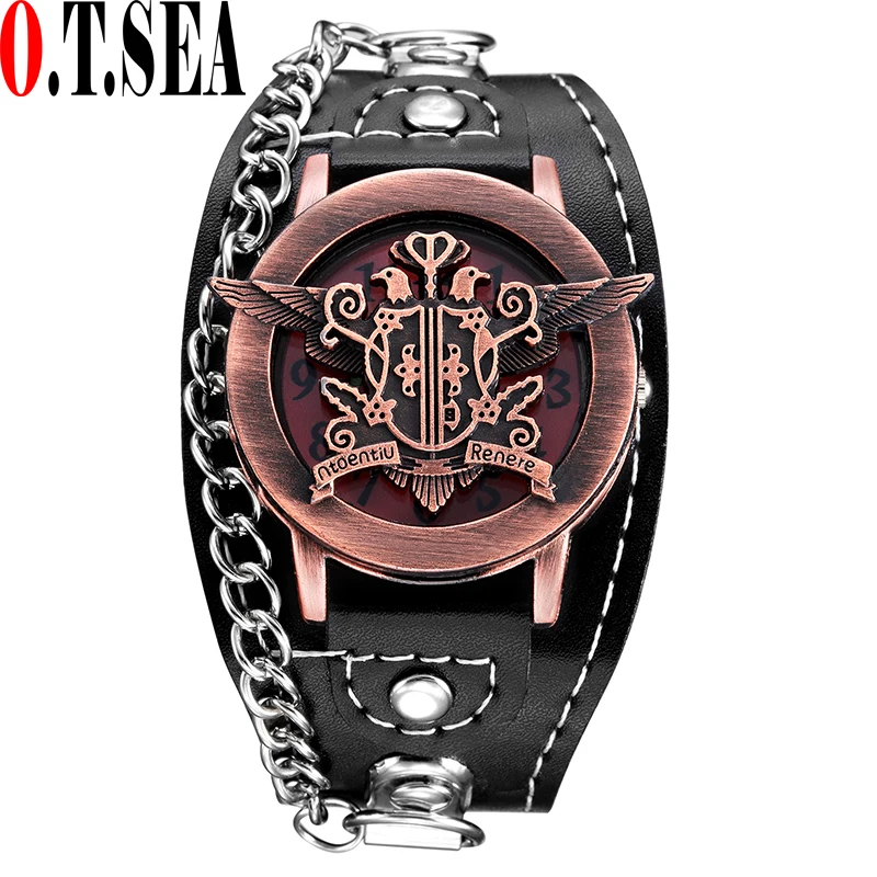 

New Arrive O.T.SEA Brand Unique Quartz Punk Watches Luxury Leather Sports Watch Relogio Masculino 1831-2