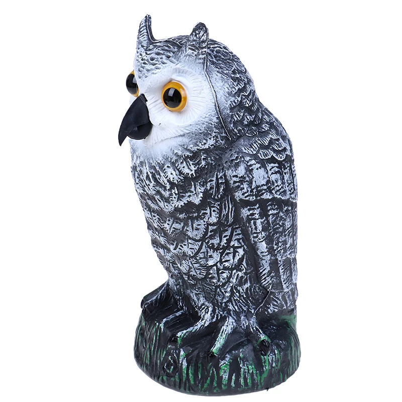1PC Large Realistic Owl Decoy With Rotating Head Bird/Pigeon Crow Scarer Scarecrow Simulation Plastic Protects Garden
